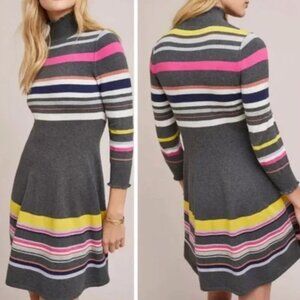 ANTHROPOLOGIE MAEVE Striped Cotton Wool Blend Turtleneck  Sweater Dress size M